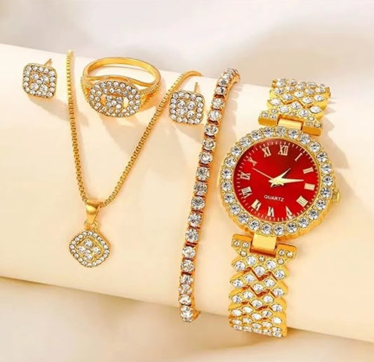Royal Ruby Luxury Watch & Jewelry Set